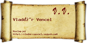 Vladár Vencel névjegykártya